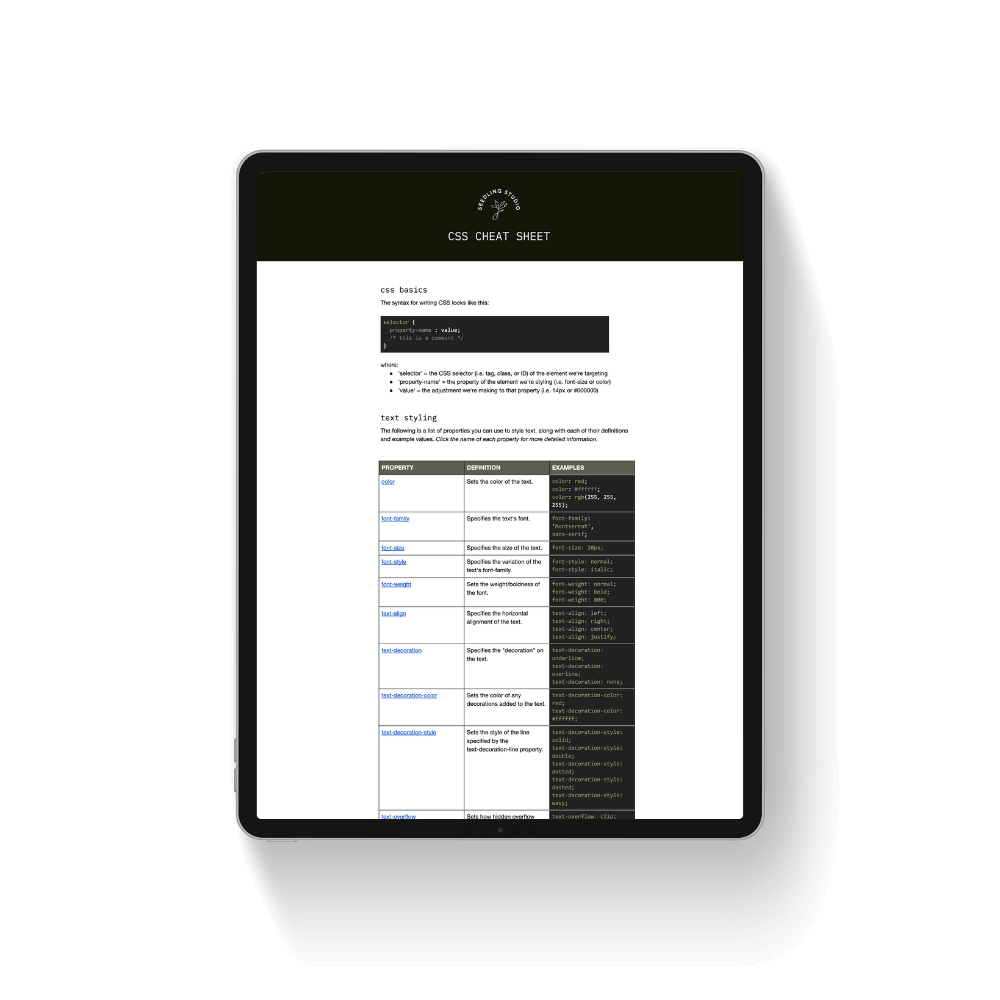 css cheat sheet